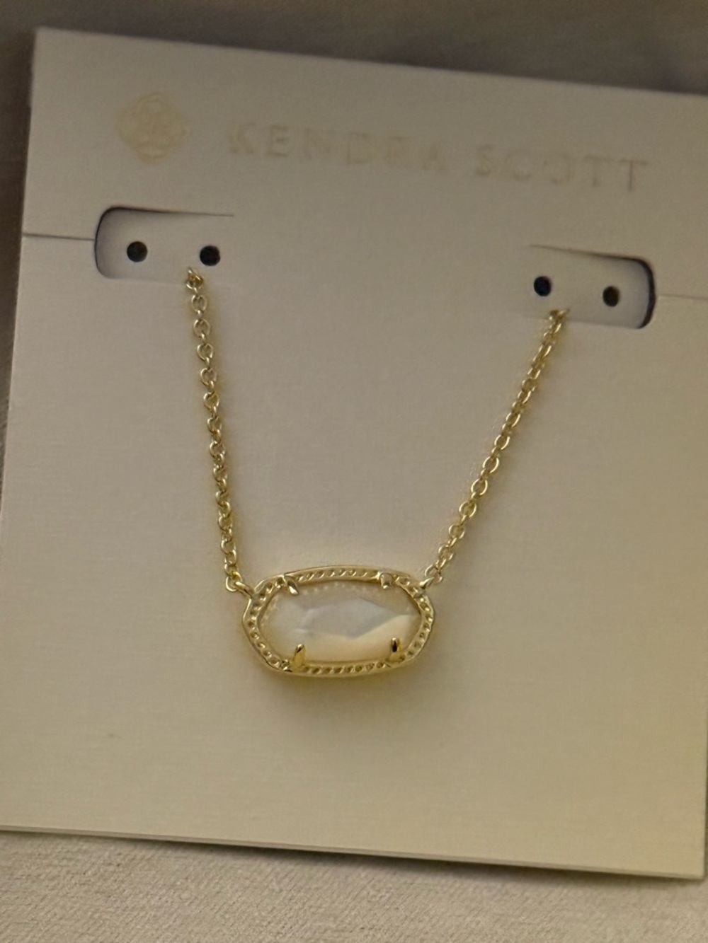 Kendra Scott Gold Necklace with White Faceted Stone